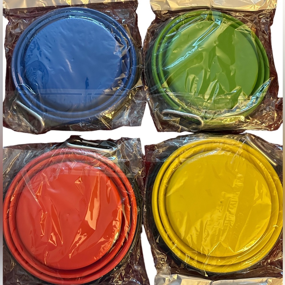 Collapsible 3 Pack Pet Bowl Small Multicolored to choose from
